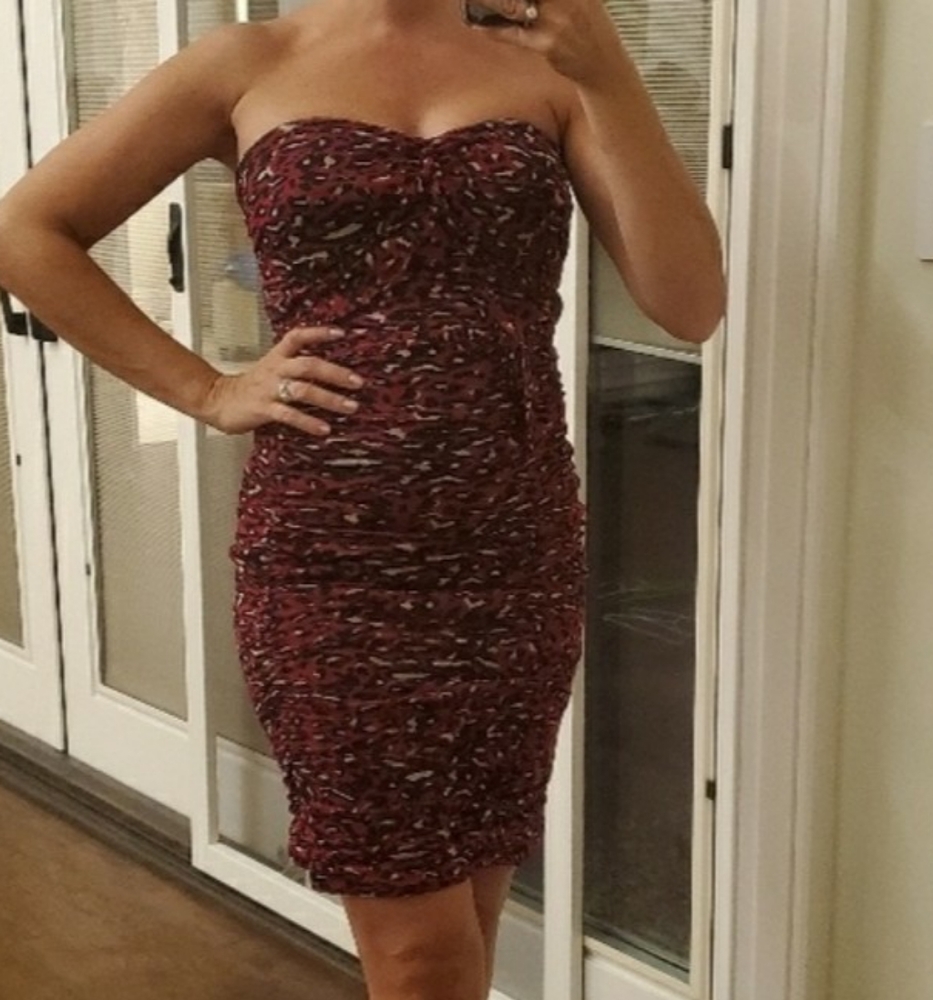 Red and black leopard dress